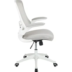 Flash Furniture Mesh Mid-Back Swivel Task Chair With Flip-Up Arms, Light Gray/White