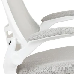 Flash Furniture Mesh Mid-Back Swivel Task Chair With Flip-Up Arms, Light Gray/White