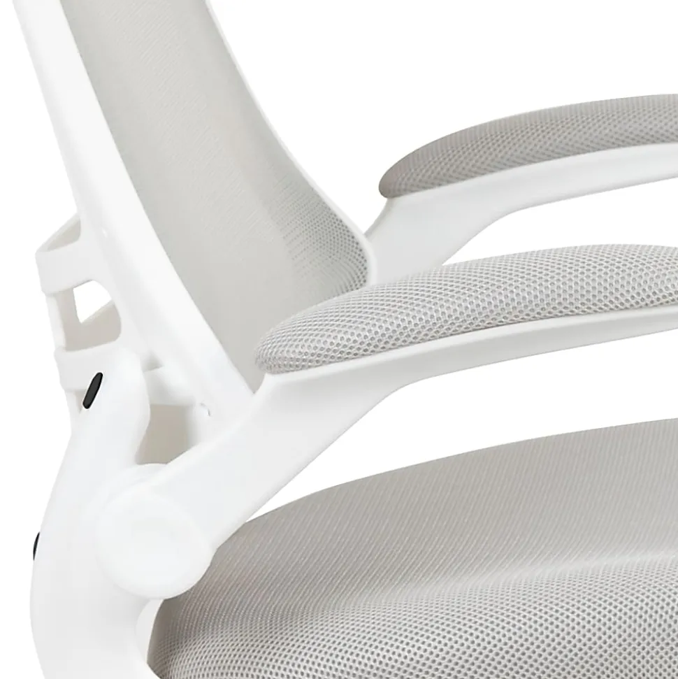 Flash Furniture Mesh Mid-Back Swivel Task Chair With Flip-Up Arms, Light Gray/White
