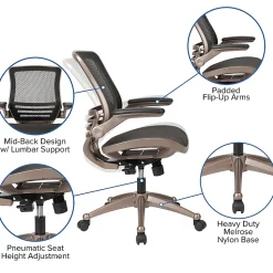 Flash Furniture Mesh Mid-Back Executive Office Chair, Black/Gold