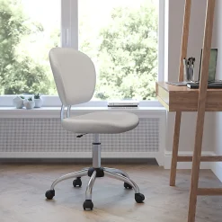 Flash Furniture Mesh Mid-Back Swivel Task Chair, White/Silver
