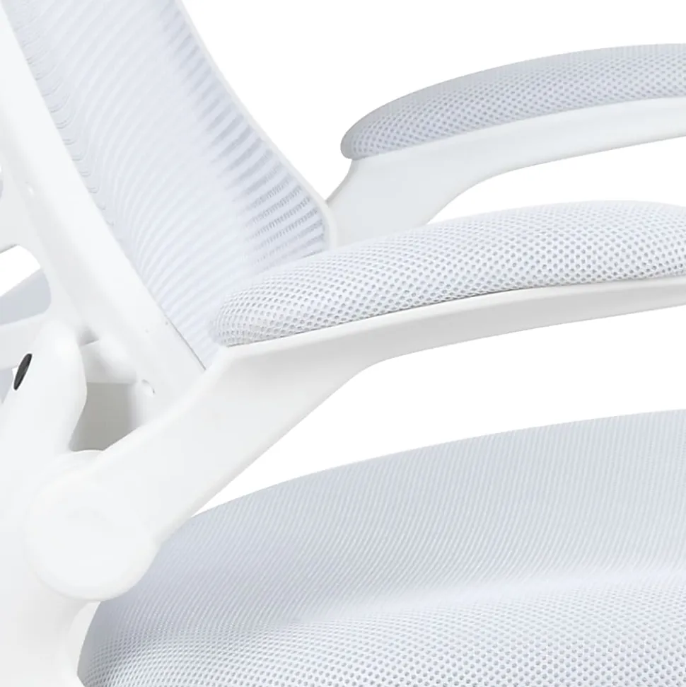 Flash Furniture Mesh Mid-Back Swivel Task Chair With Flip-Up Arms, White