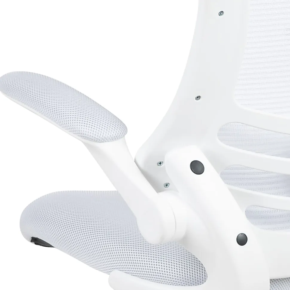 Flash Furniture Mesh Mid-Back Swivel Task Chair With Flip-Up Arms, White