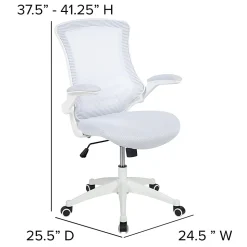Flash Furniture Mesh Mid-Back Swivel Task Chair With Flip-Up Arms, White