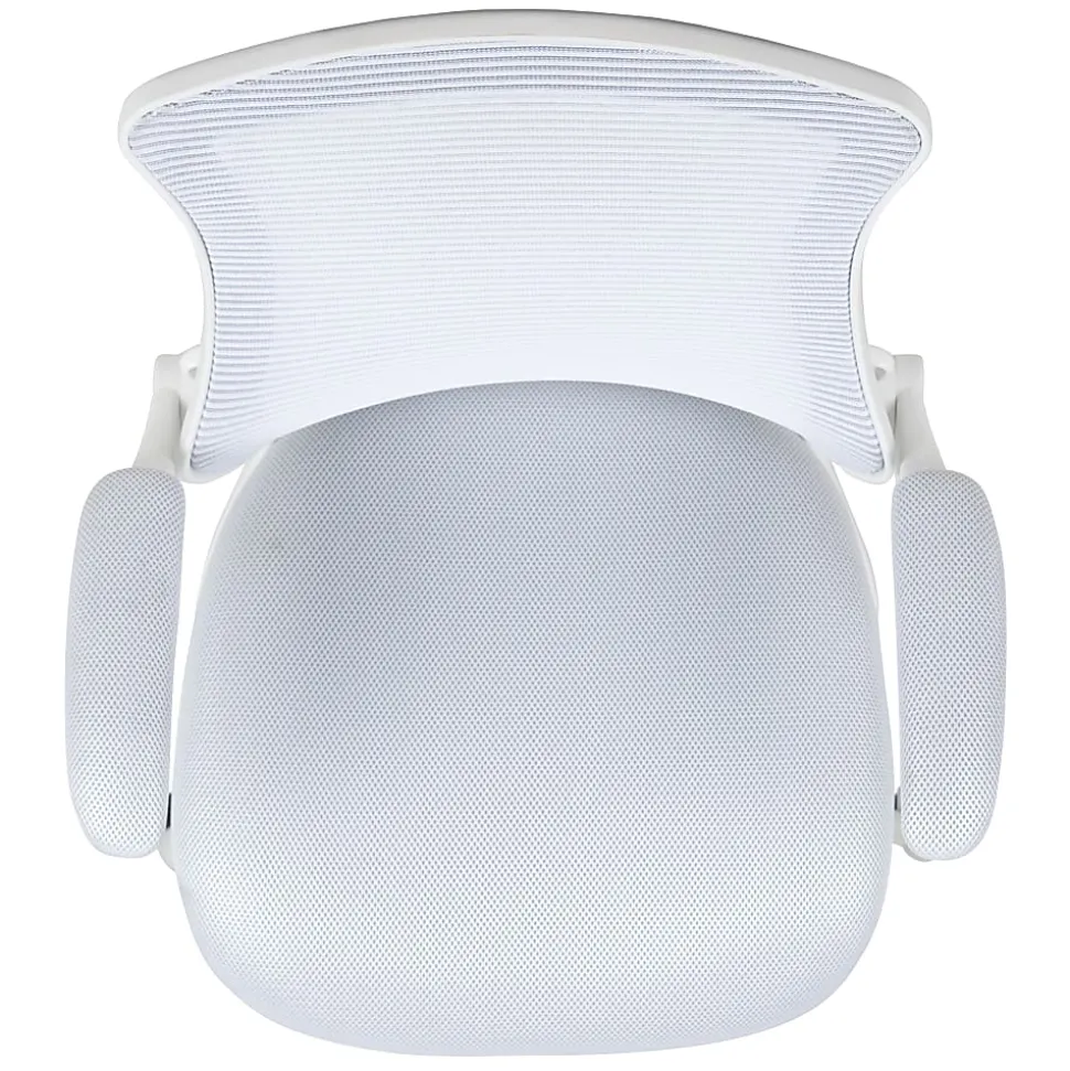 Flash Furniture Mesh Mid-Back Swivel Task Chair With Flip-Up Arms, White