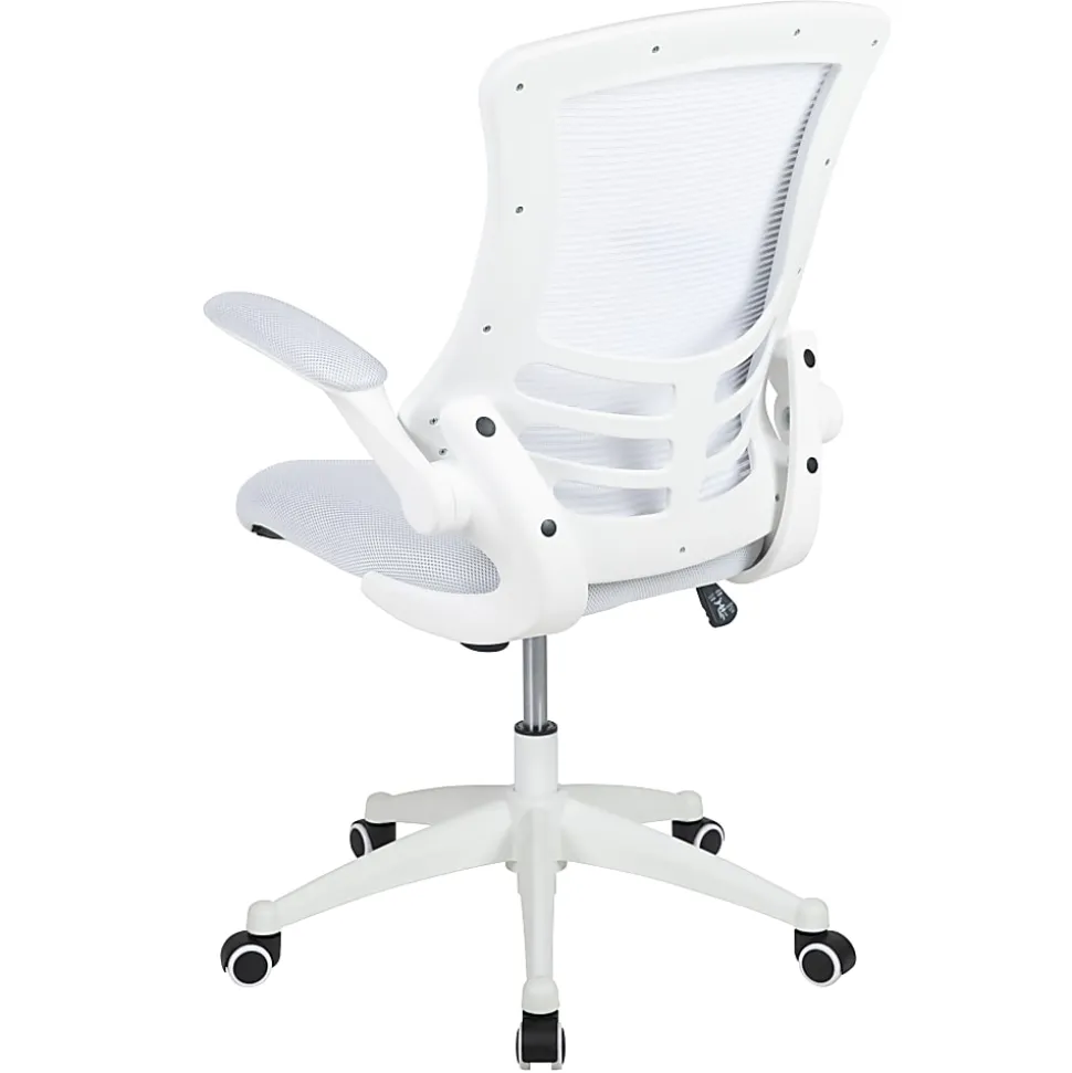 Flash Furniture Mesh Mid-Back Swivel Task Chair With Flip-Up Arms, White