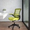 Flash Furniture Mesh Mid-Back Swivel Task Chair With Flip-Up Arms, Green/Black