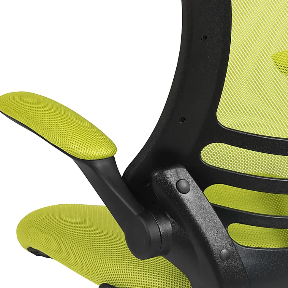 Flash Furniture Mesh Mid-Back Swivel Task Chair With Flip-Up Arms, Green/Black