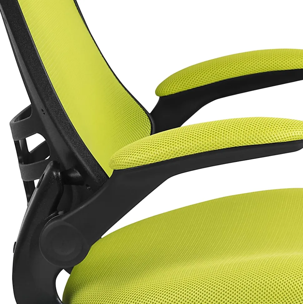 Flash Furniture Mesh Mid-Back Swivel Task Chair With Flip-Up Arms, Green/Black