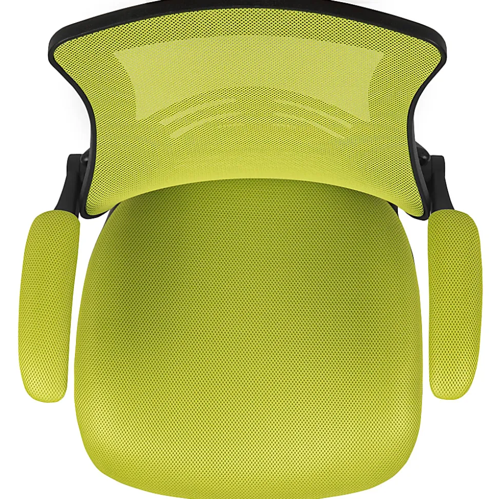 Flash Furniture Mesh Mid-Back Swivel Task Chair With Flip-Up Arms, Green/Black