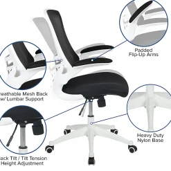 Flash Furniture Mesh Mid-Back Swivel Task Chair With Flip-Up Arms, Black/White