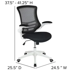 Flash Furniture Mesh Mid-Back Swivel Task Chair With Flip-Up Arms, Black/White