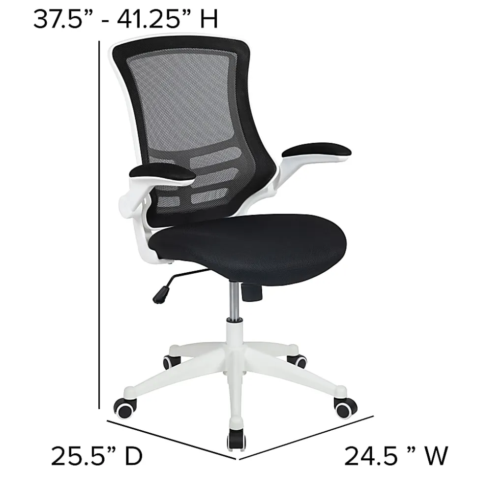 Flash Furniture Mesh Mid-Back Swivel Task Chair With Flip-Up Arms, Black/White
