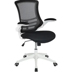 Flash Furniture Mesh Mid-Back Swivel Task Chair With Flip-Up Arms, Black/White