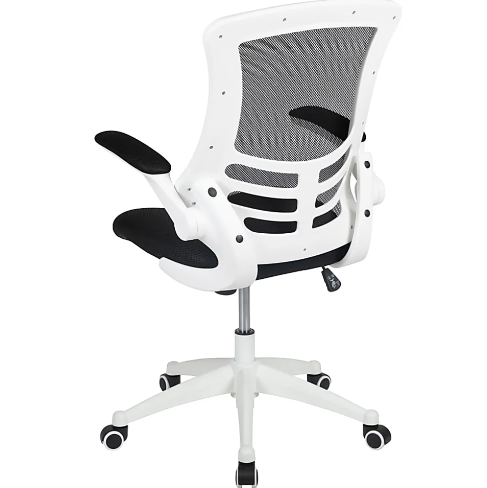 Flash Furniture Mesh Mid-Back Swivel Task Chair With Flip-Up Arms, Black/White