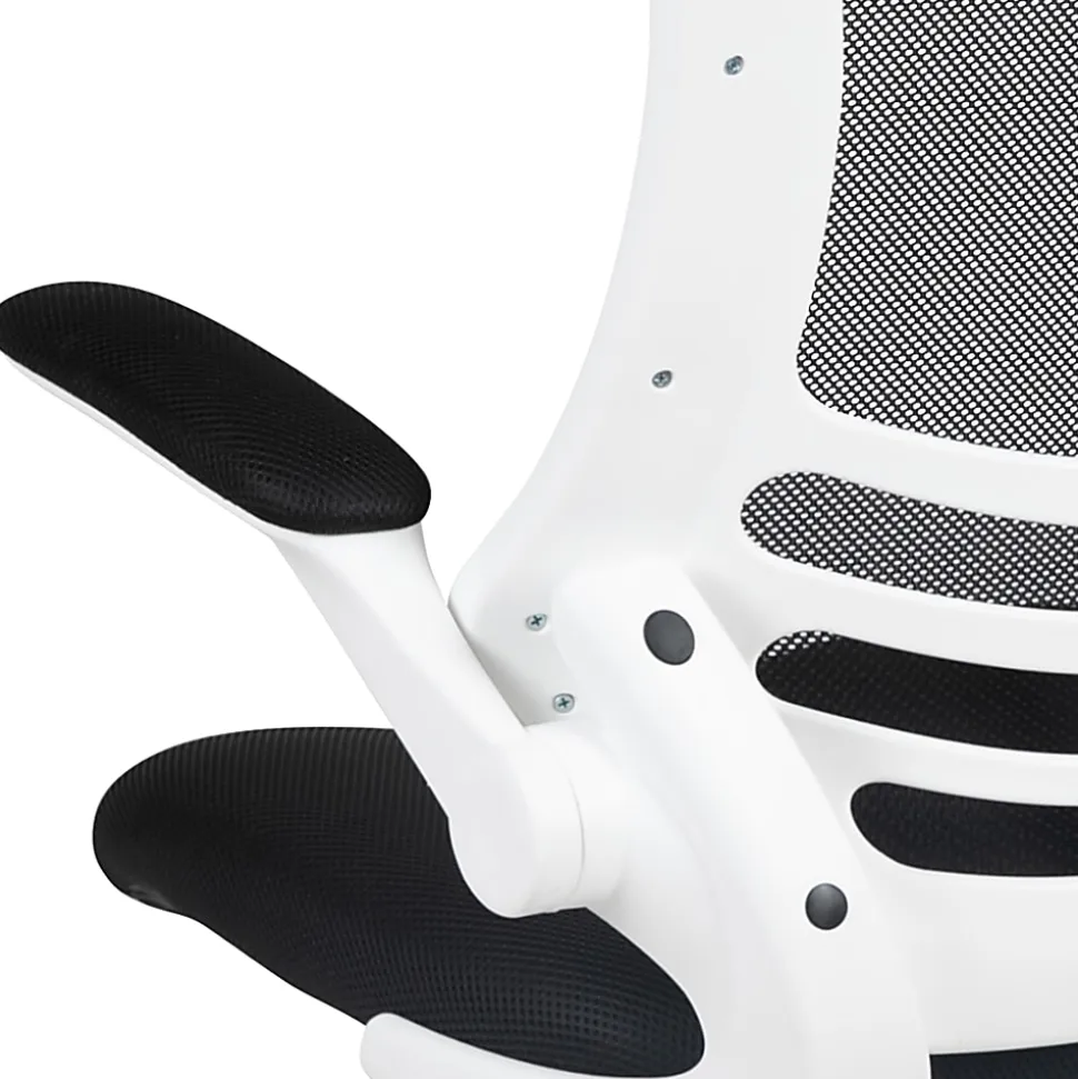 Flash Furniture Mesh Mid-Back Swivel Task Chair With Flip-Up Arms, Black/White