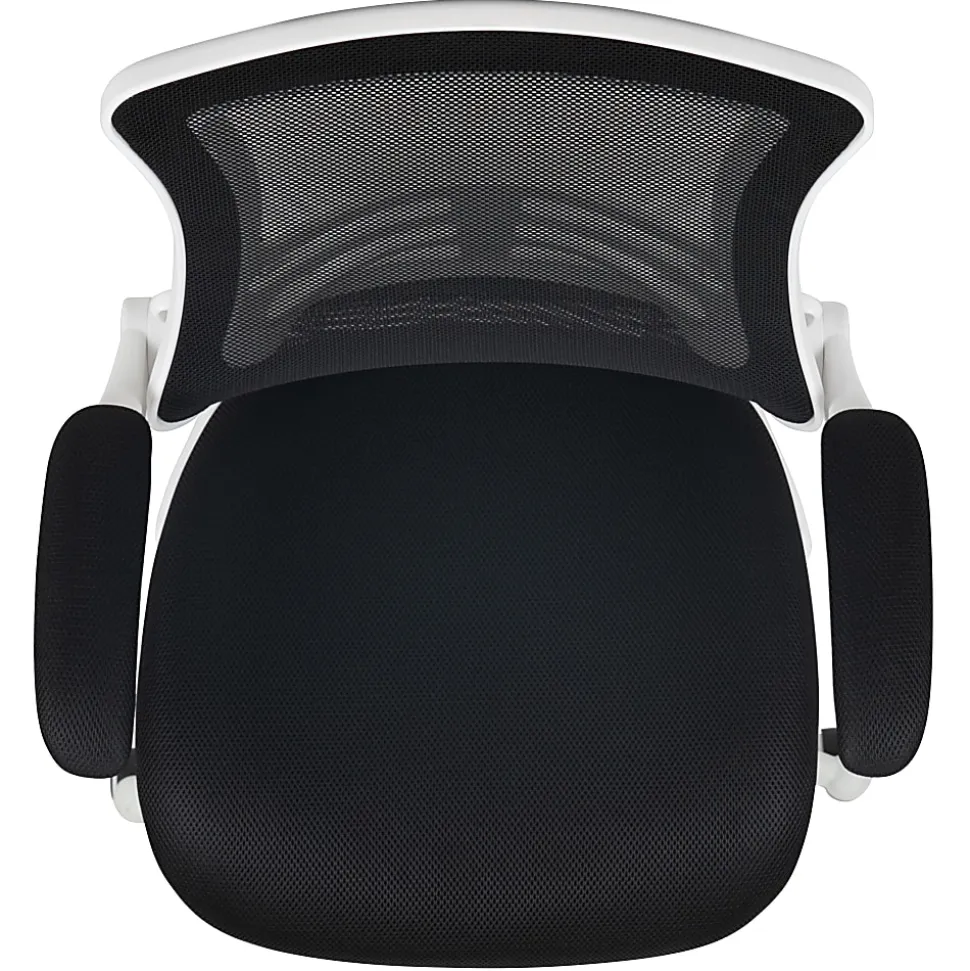 Flash Furniture Mesh Mid-Back Swivel Task Chair With Flip-Up Arms, Black/White