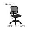 Flash Furniture Mesh Mid-Back Swivel Task Chair With Padded Fabric Seat, Black