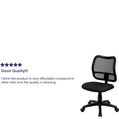 Flash Furniture Mesh Mid-Back Swivel Task Chair With Padded Fabric Seat, Black