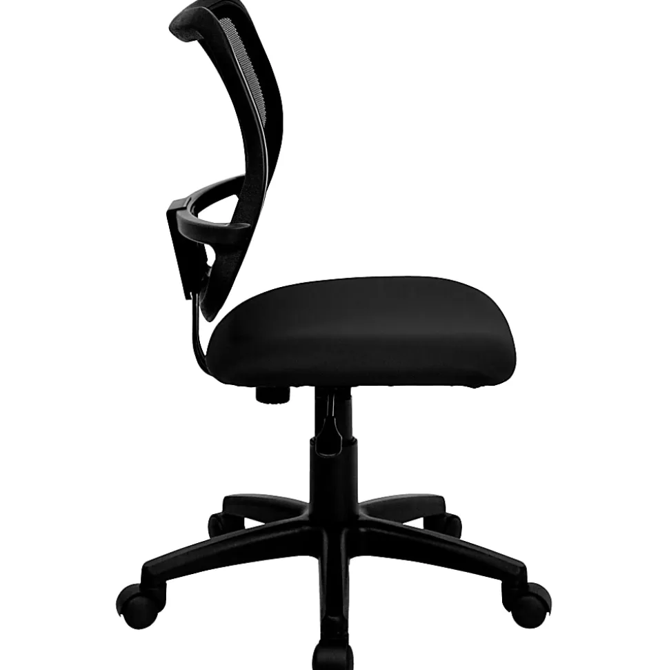 Flash Furniture Mesh Mid-Back Swivel Task Chair With Padded Fabric Seat, Black