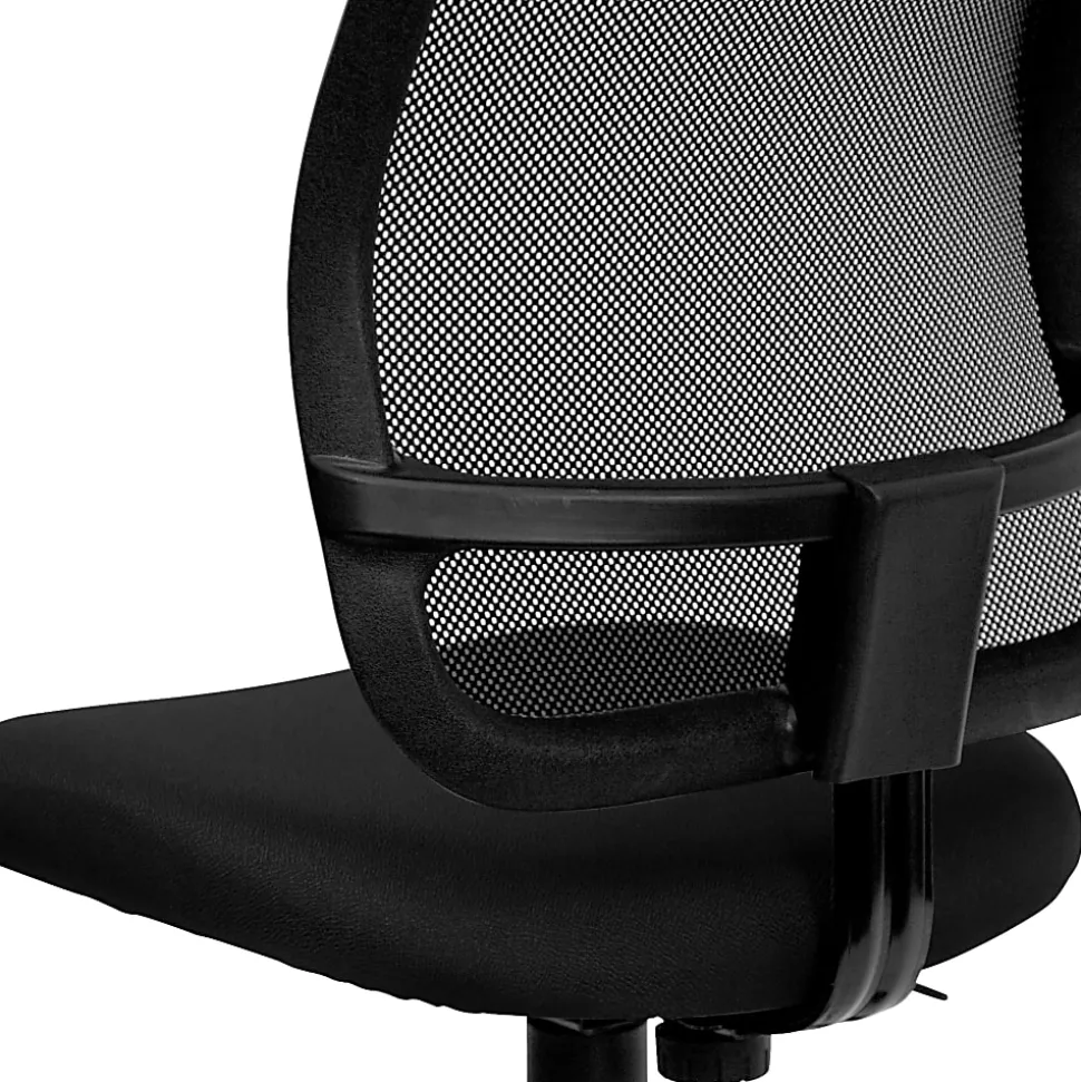 Flash Furniture Mesh Mid-Back Swivel Task Chair With Padded Fabric Seat, Black