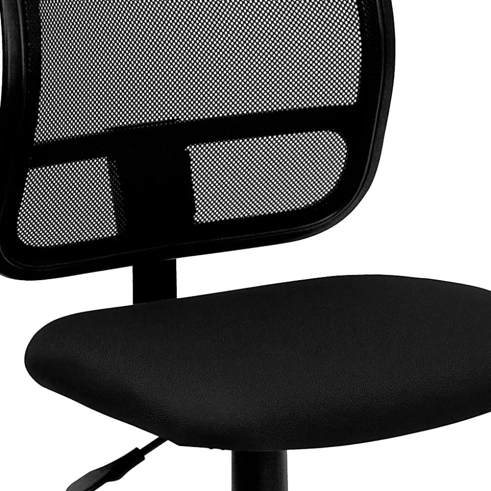 Flash Furniture Mesh Mid-Back Swivel Task Chair With Padded Fabric Seat, Black