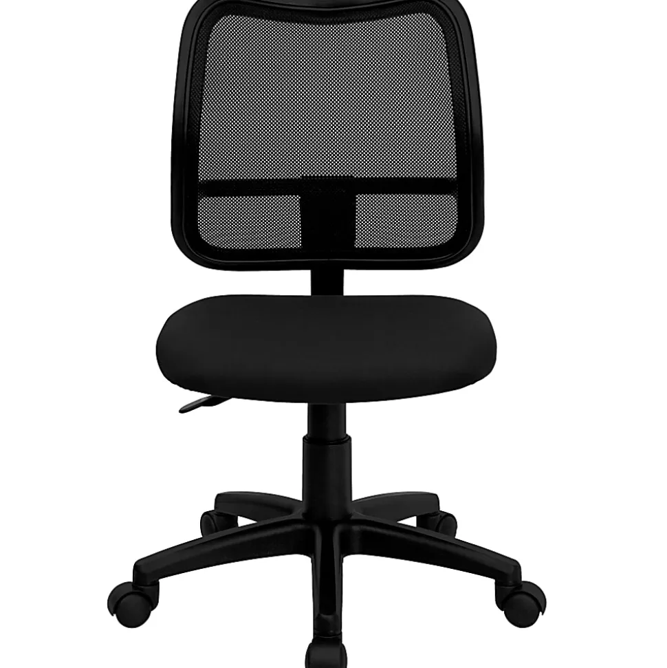 Flash Furniture Mesh Mid-Back Swivel Task Chair With Padded Fabric Seat, Black