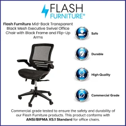 Flash Furniture Mesh Mid-Back Executive Office Chair, Black