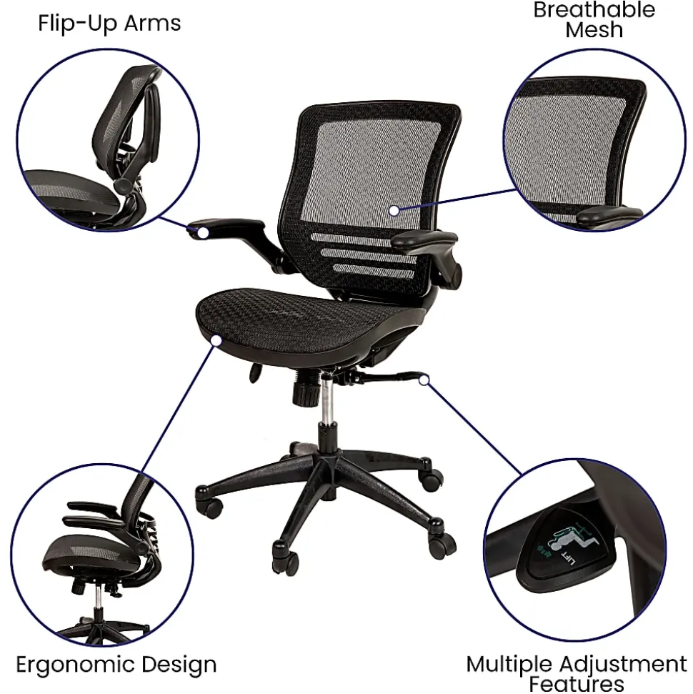 Flash Furniture Mesh Mid-Back Executive Office Chair, Black