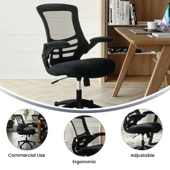 Flash Furniture Mesh Mid-Back Swivel Task Chair With Flip-Up Arms, Black