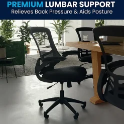 Flash Furniture Mesh Mid-Back Swivel Task Chair With Flip-Up Arms, Black