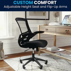 Flash Furniture Mesh Mid-Back Swivel Task Chair With Flip-Up Arms, Black