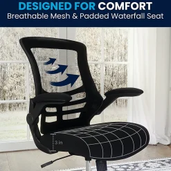 Flash Furniture Mesh Mid-Back Swivel Task Chair With Flip-Up Arms, Black
