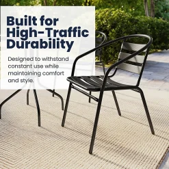 Flash Furniture Metal Slat-Back Restaurant Stack Chair, 28-1/2"H x 21-1/2"W x 24"D, Black