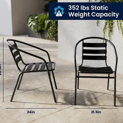 Flash Furniture Metal Slat-Back Restaurant Stack Chair, 28-1/2