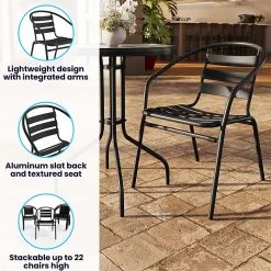 Flash Furniture Metal Slat-Back Restaurant Stack Chair, 28-1/2