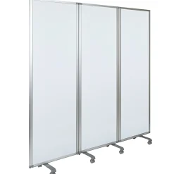 Flash Furniture Mobile Magnetic Whiteboard Partition With Lockable Casters, 72" x 24", White