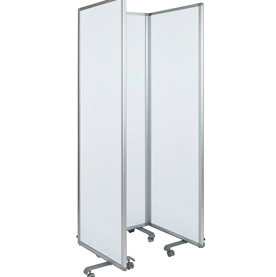 Flash Furniture Mobile Magnetic Whiteboard Partition With Lockable Casters, 72" x 24", White