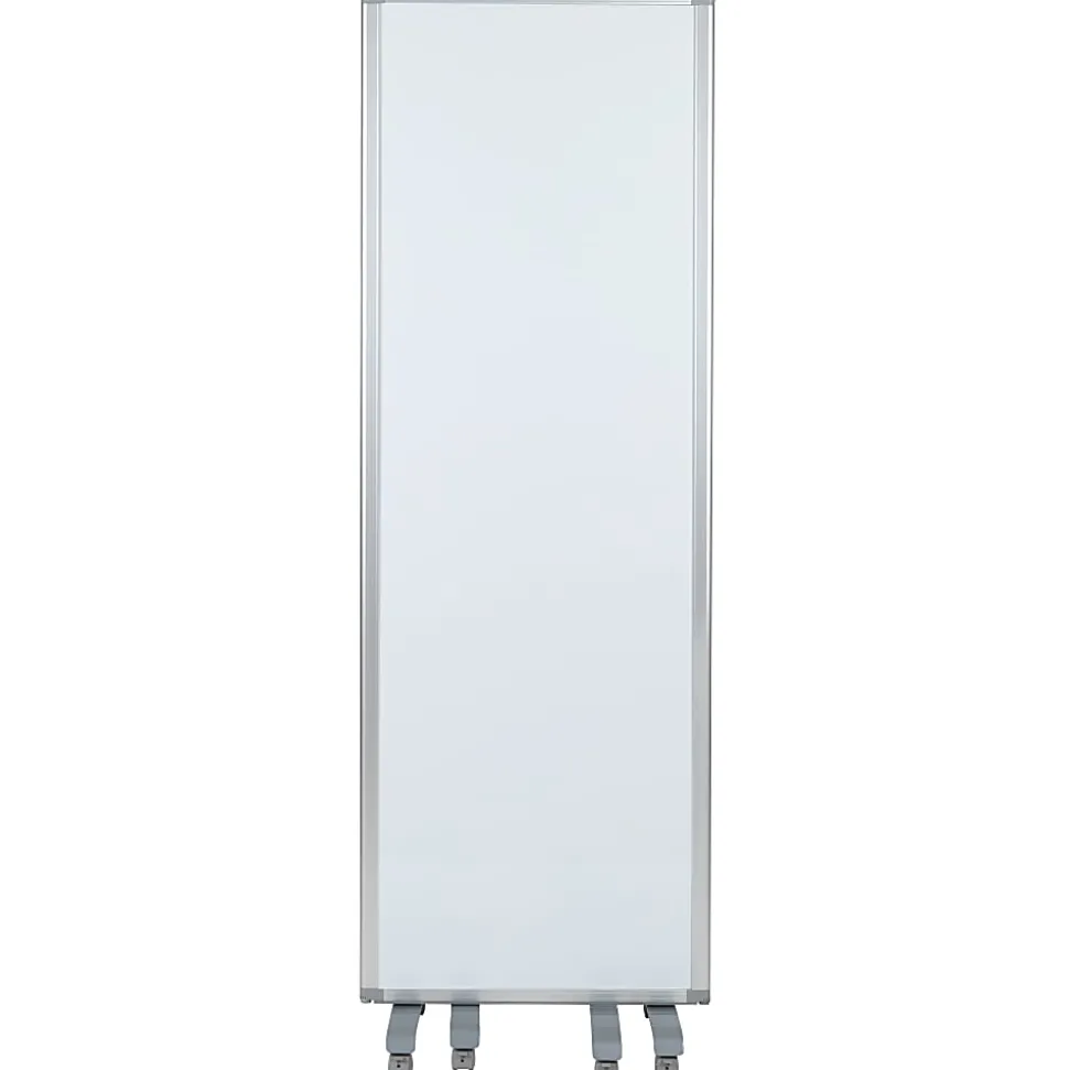 Flash Furniture Mobile Magnetic Whiteboard Partition With Lockable Casters, 72" x 24", White