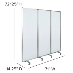 Flash Furniture Mobile Magnetic Whiteboard Partition With Lockable Casters, 72