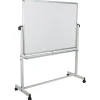 Flash Furniture Mobile Reversible Magnetic Dry-Erase Whiteboard, 62 1/2" x 53", Aluminum Frame With Silver Finish