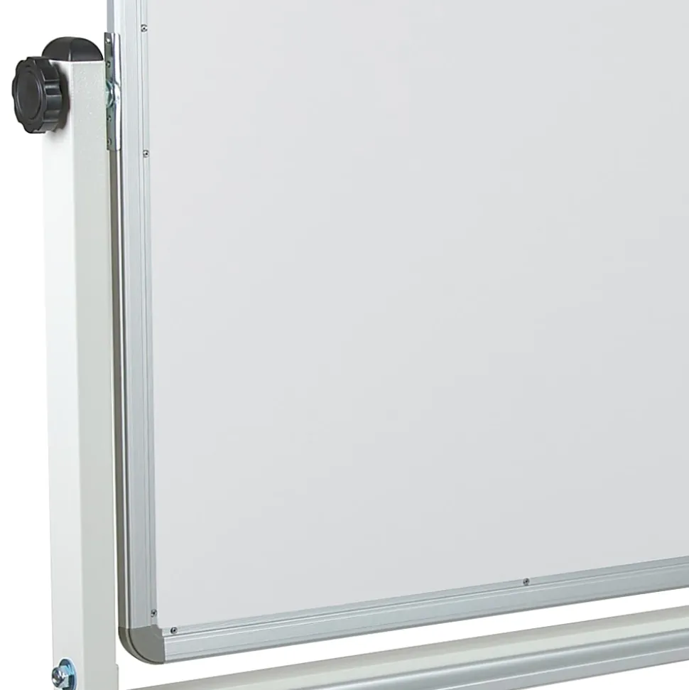 Flash Furniture Mobile Reversible Magnetic Dry-Erase Whiteboard, 62 1/2" x 53", Aluminum Frame With Silver Finish