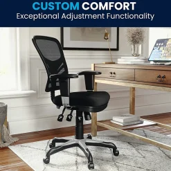Flash Furniture Nicholas Mid-Back Black Mesh Multifunction Executive Swivel Ergonomic Office Chair with Adjustable Arms, Black