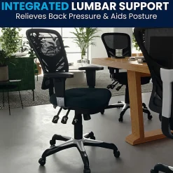 Flash Furniture Nicholas Mid-Back Black Mesh Multifunction Executive Swivel Ergonomic Office Chair with Adjustable Arms, Black