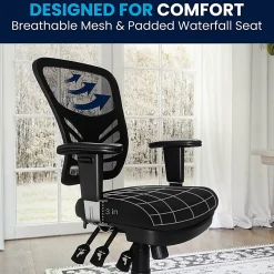 Flash Furniture Nicholas Mid-Back Black Mesh Multifunction Executive Swivel Ergonomic Office Chair with Adjustable Arms, Black