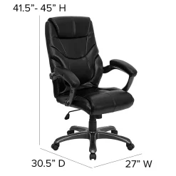 Flash Furniture Overstuffed Ergonomic LeatherSoftâ„¢ Faux Leather High-Back Swivel Chair, Black