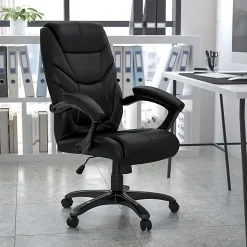 Flash Furniture Overstuffed Ergonomic LeatherSoft™ Faux Leather High-Back Swivel Chair, Black