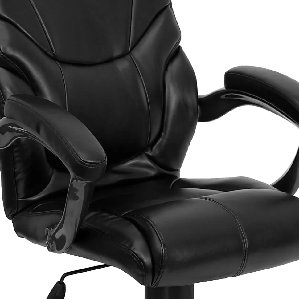 Flash Furniture Overstuffed Ergonomic LeatherSoft™ Faux Leather High-Back Swivel Chair, Black