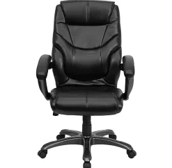 Flash Furniture Overstuffed Ergonomic LeatherSoft™ Faux Leather High-Back Swivel Chair, Black