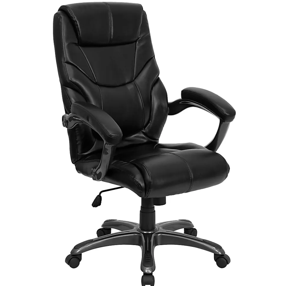 Flash Furniture Overstuffed Ergonomic LeatherSoft™ Faux Leather High-Back Swivel Chair, Black